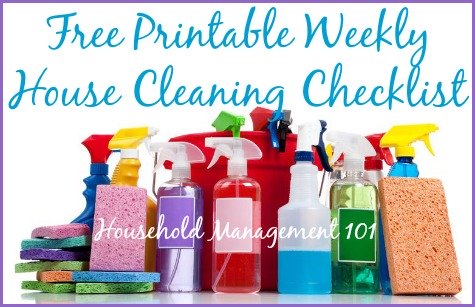 printable weekly checklist for house cleaning and other household management checklist
