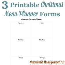 Christmas menu planner forms