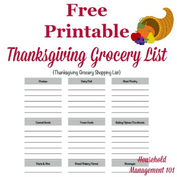 Thanksgiving grocery list