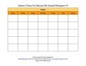 Free printable blank Halloween calendar for the month of October {on Household Management 101}