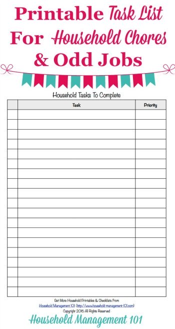 printable task list template master list of household list of household chores
