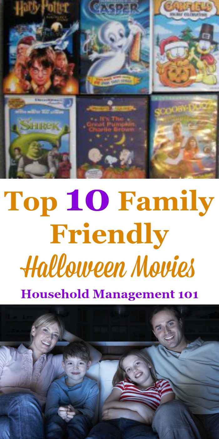 Here are kids' top 10 family Halloween movies, that are not too scary but still enjoyable for everyone {on Household Management 101}