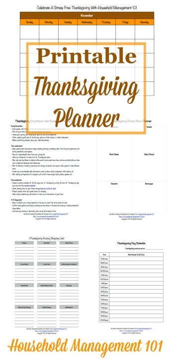 Get ready for a stress free #Thanksgiving holiday with this free Thanksgiving planner. It contains 6 printable forms to help you get yourself organized {courtesy of Household Management 101} #ThanksgivingPlanner #ThanksgivingPrintables