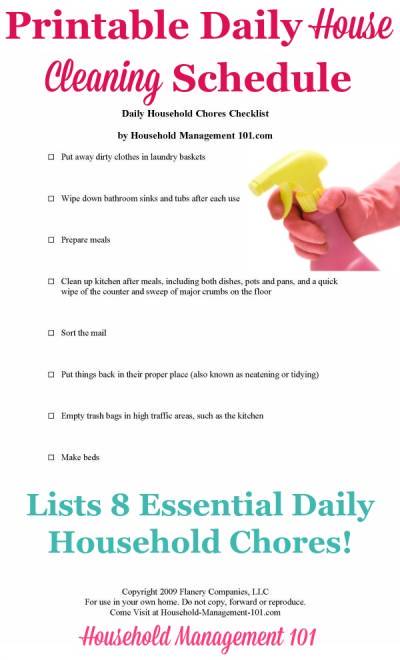 Daily Household Chores Chart
