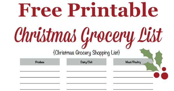 Free printable Christmas grocery list, courtesy of Household Management 101 #ChristmasPlanner #ChristmasPrintables #ChristmasPlanning