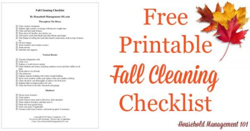 Free fall cleaning checklist printable to get your home clean and ready for colder weather {on Household Management 101}