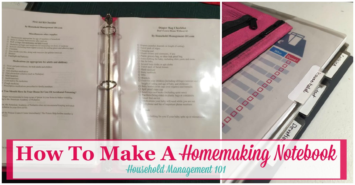 How to make a homemaking notebook, including a round up of resources and printables you can use to help clean, organize and manage your home {on Household Management 101} #HouseholdManagement #HomeManagement #HouseholdNotebook