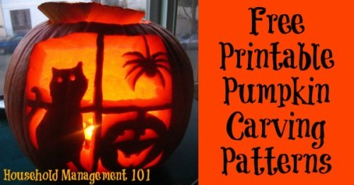 Family friendly printable pumpkin carving patterns round up {on Household Management 101}