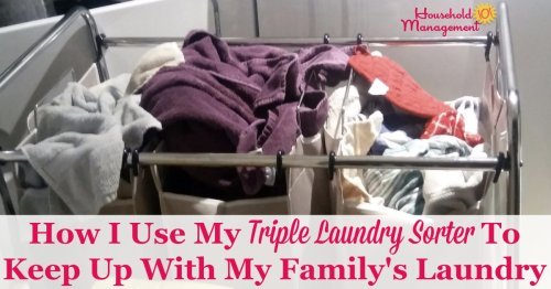 Here is how I use my triple laundry sorter to keep up with my family's laundry, and how you can do the same {on Household Management 101}