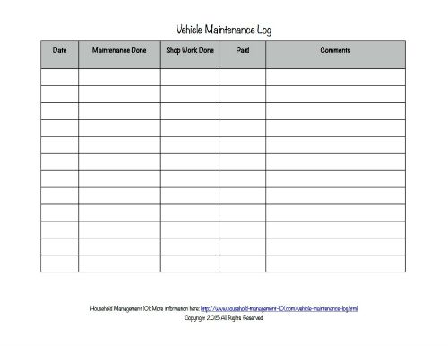 Free Printable Vehicle Maintenance Log: Why You Should ...