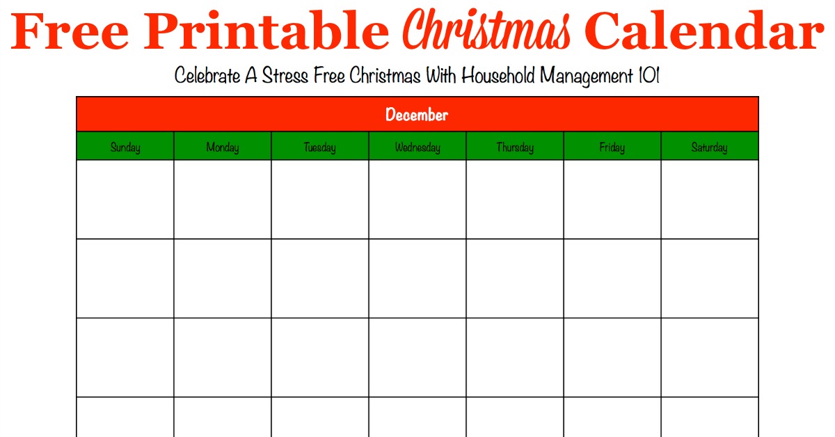 Printable Christmas Calendar For December