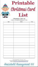 Christmas Card List Printable