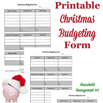 Christmas budgeting form