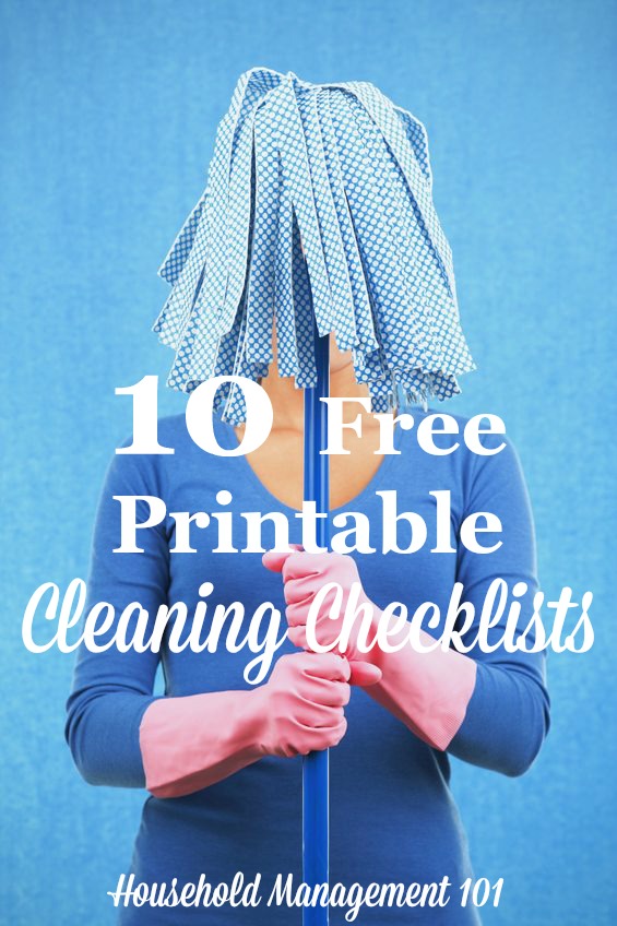 10 free printable cleaning checklists you can add to your household notebook, courtesy of Household Management 101