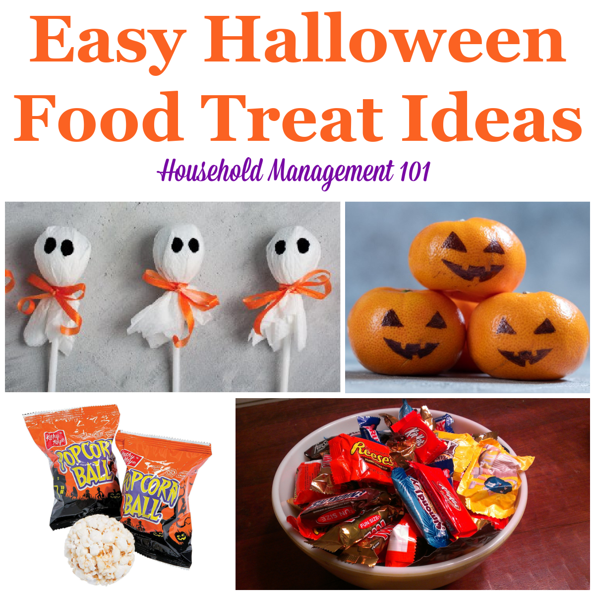 Here are easy Halloween food treat ideas for trick or treaters, so that you can please the kids coming to your door without a lot of work on your part {on Household Management 101}