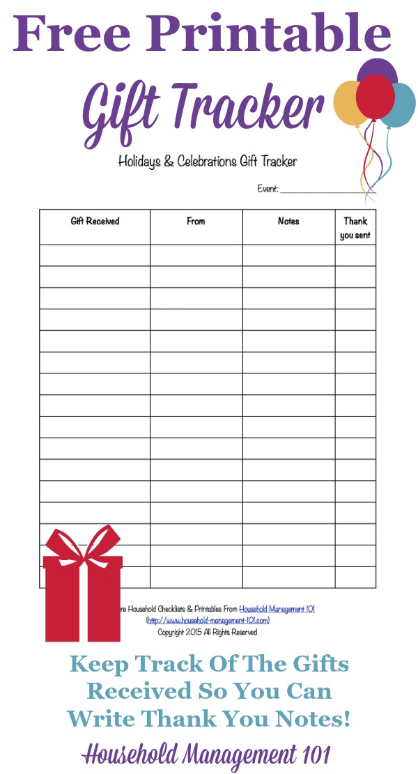 Free Printable Gift Tracker