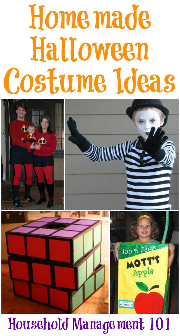 Lots of homemade Halloween costume ideas for kids and kids at heart, and includes family costumes {on Household Management 101} #HomemadeHalloweenCostumes #HomemadeCostumes #HalloweenCostumes