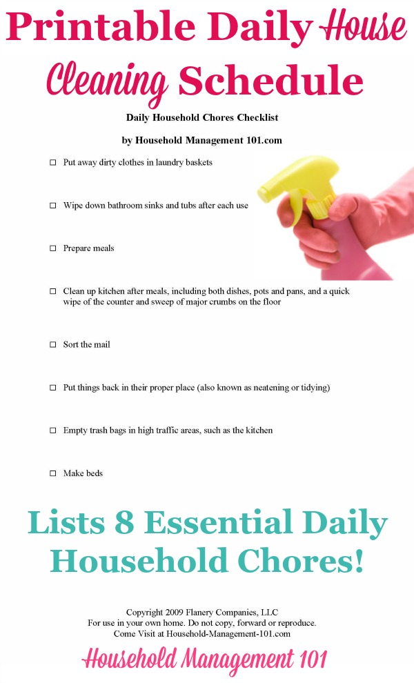 essay about daily household task schedule