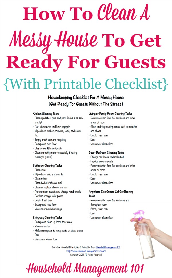 Housekeeping Checklist For A Messy House Get Ready For