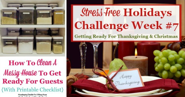 Week #7 of the Stress Free Holidays Challenge is all about planning for Thanksgiving, with a little Christmas planning thrown in as well. It includes free printables and organizing tips {on Household Management 101} #StressFreeHolidays #ThanksgivingPlanning #ChristmasPlanning