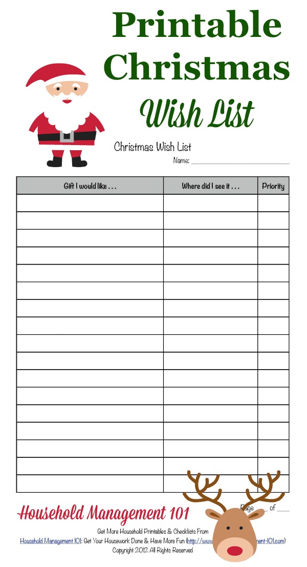 Free Printable Christmas Wish List For Adults Free Printable Templates