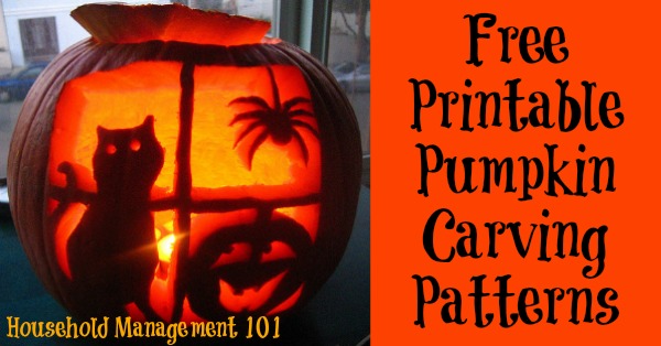 Family friendly printable pumpkin carving patterns round up {on Household Management 101}