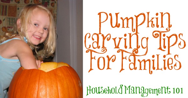 Here are some pumpkin carving tips regarding safety, design, and also making your pumpkin last, so you can have a safe and fun time with this traditional Halloween activity {courtesy of Household Management 101}