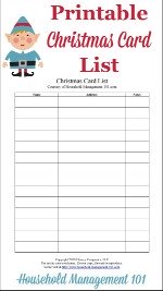 Printable Christmas card list
