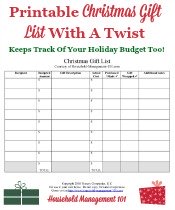 Printable Christmas gift list