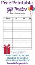 Free printable gift tracker template