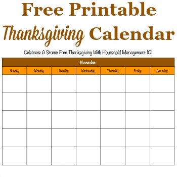 Printable Thanksgiving Calendar