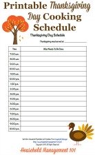 free printable Thanksgiving day cooking schedule