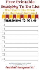 Free Printable Thanksgiving To Do List
