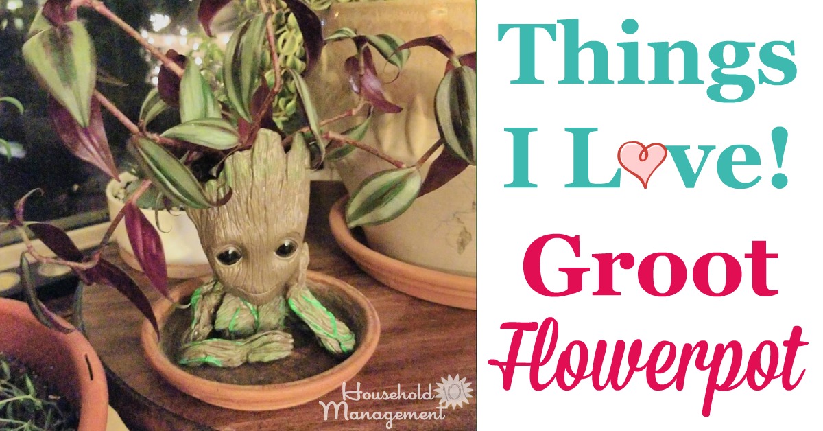 Things I love: This Groot flowerpot which is functional for growing a small potted plant, or use as a pen holder, and brings a smile to your face when you pass by! {on Household Management 101} #Groot #BabyGroot #GuardiansOfTheGalaxy